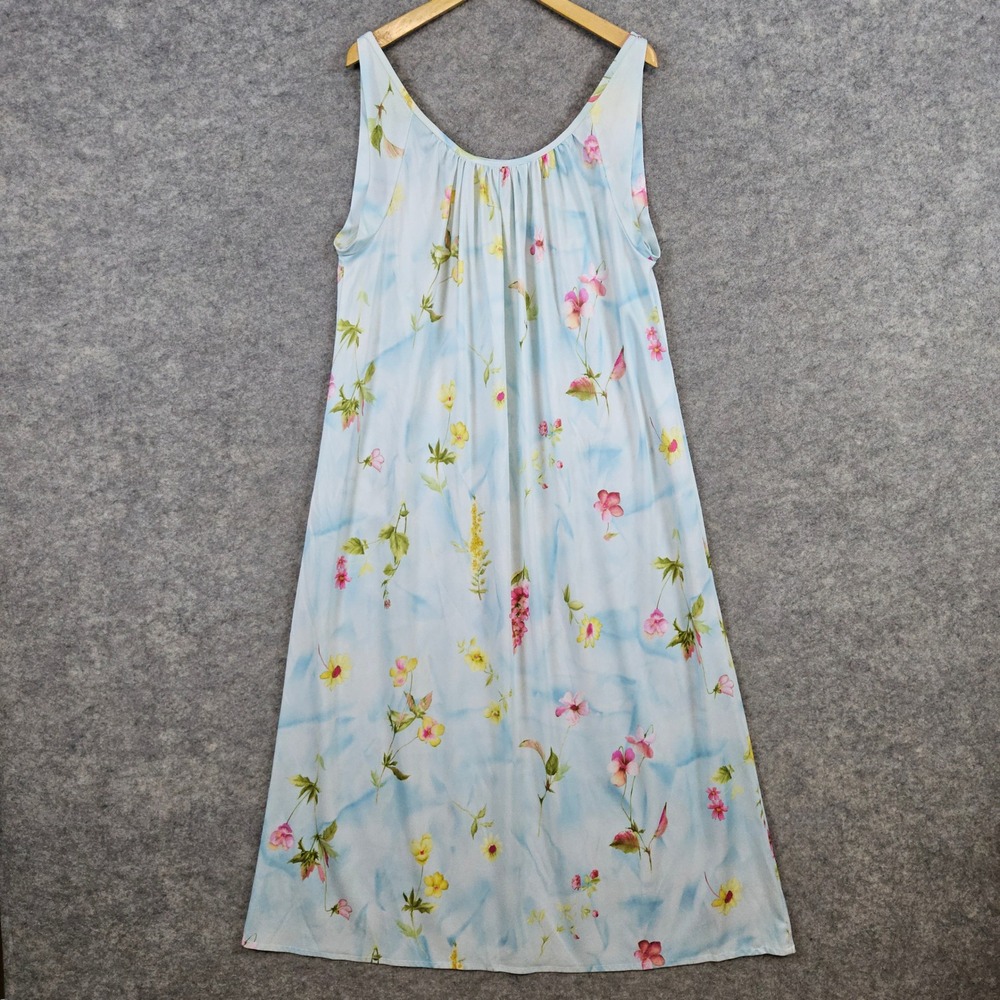 Amanda Rich Women's Floral Nightgown Size L Blue Pink Yellow Vintage Sleepwear